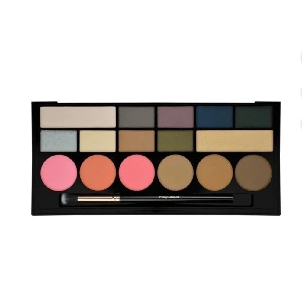 PROFUSION Glamour 16 Color Face & Eyes Palette With Full Size Brush Shade  Smoky